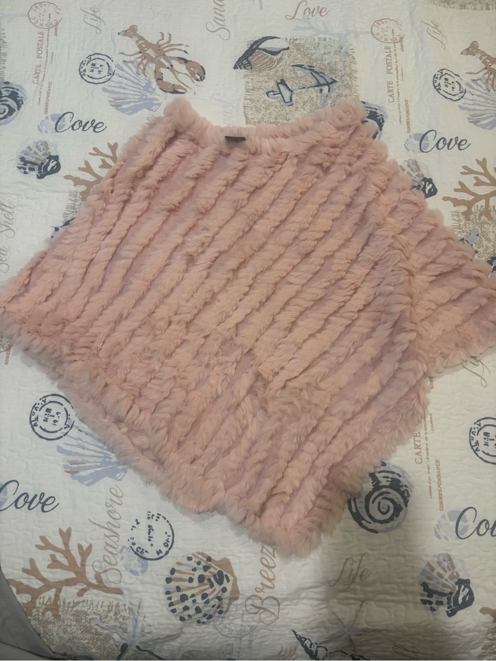 Studio Pink Faux Fur Trim Sweater Cape